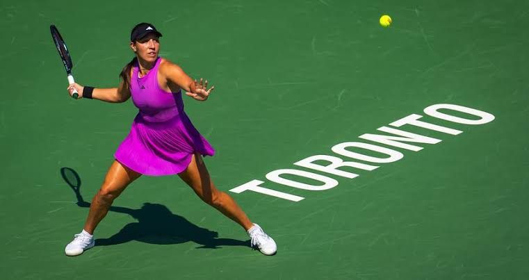 Jessica Pegula playing during the National Bank Open in Toronto, appearing in the tournament draw announcement.