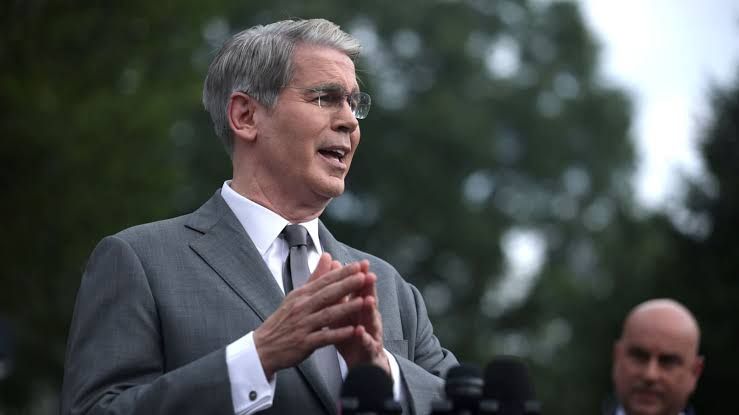 Treasury Secretary Scott Bessent at a press conference discussing the new government bond buyback initiative.