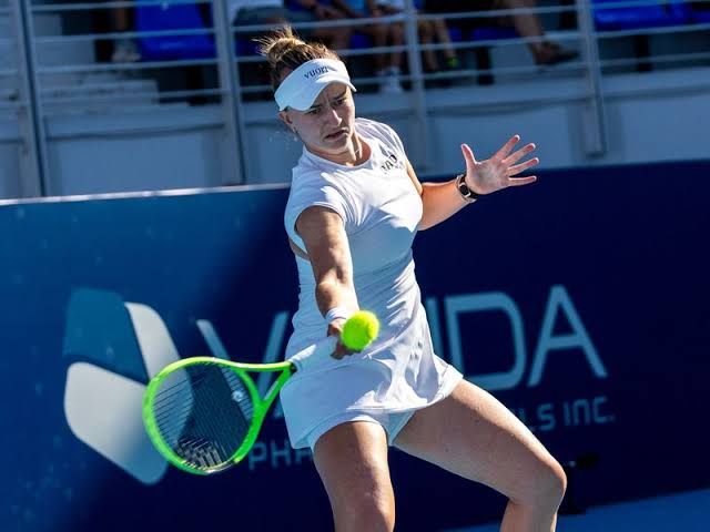 Barbora Krejcikova during her quarterfinal match at the Vanda Pharmaceuticals Athens Open in 2026.