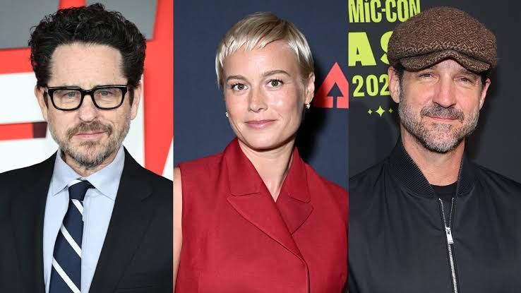 J.J. Abrams, Brie Larson, and JT Mollner in a composite photo regarding the Sony Pictures film Skeletons.