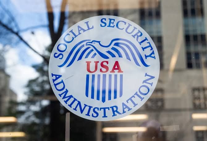 Social Security Administration office building exterior in Washington DC with federal signage displayed.
