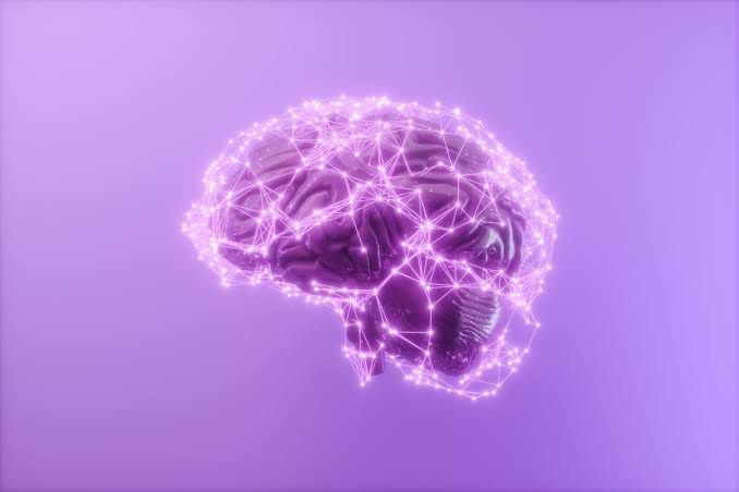 Close up of a 3D digital model of a human brain with light nodes representing neural connections.