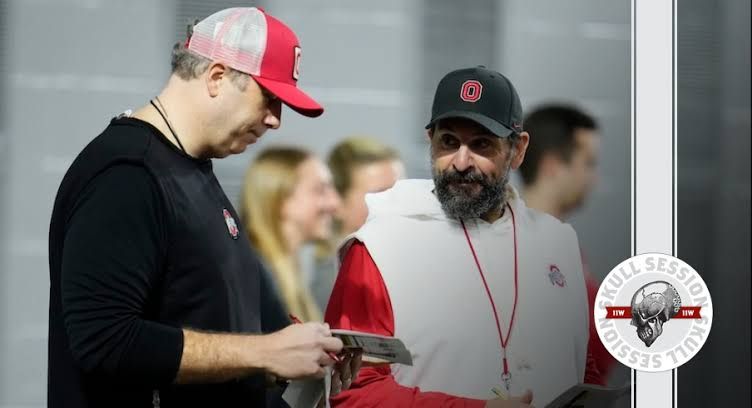 Ryan Day during an Ohio State football press conference discussing the upcoming 2026 season strategy.