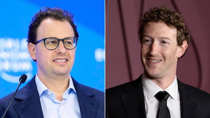 Dario Amodei and Mark Zuckerberg, side by side, discussing a potential AI infrastructure deal between their companies.