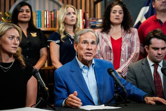 Texas Governor Greg Abbott speaks at a press conference regarding public infrastructure and energy policy.
