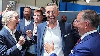 Ulrich Siegmund of the AfD speaking at a campaign event in Saxony-Anhalt following the 2026 state election.