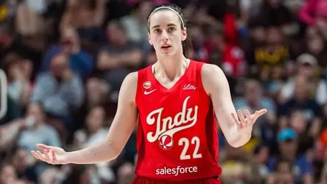 Caitlin Clark of the Indiana Fever reacts on the court during a WNBA game at Mohegan Sun Arena.