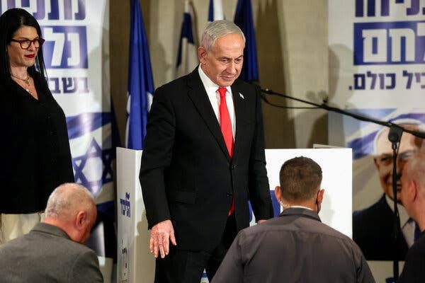 Benjamin Netanyahu addressing the press regarding the ongoing security investigations in Israel.