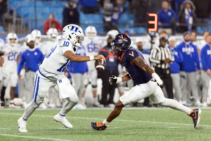 Duke and Virginia players compete during the 2025 ACC Football Championship.