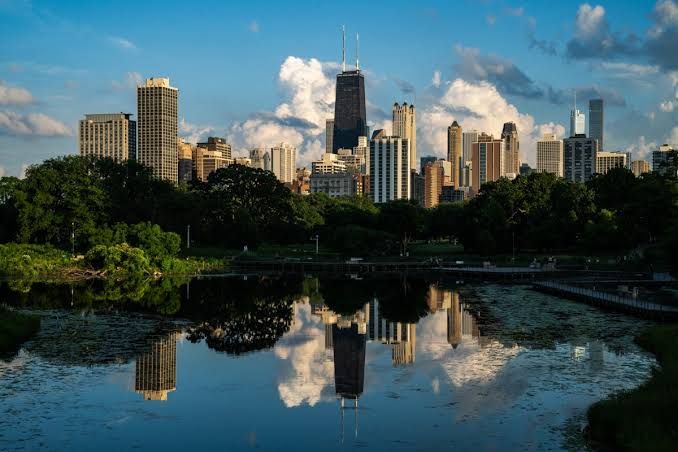 Clouds over the Chicago skyline at Lincoln Park on June 9, 2026.