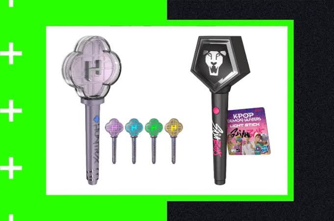 Official HUNTR/X and Saja Boys light sticks for the KPop Demon Hunters concert tour.