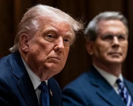 Treasury Secretary Scott Bessent meeting with Donald Trump to discuss ongoing federal economic strategy.