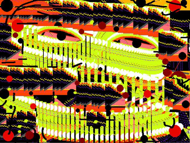 A restored digital artwork by Lee Mullican from the Rhizome ArtBase collection.