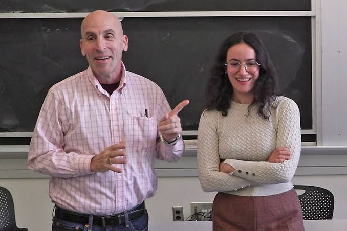 Professor John Hart speaking in front of a lecture hall about the Founder's Journey course at MIT.