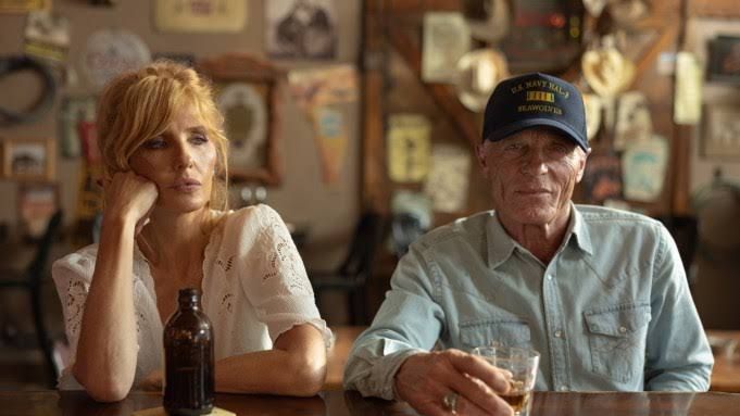 Kelly Reilly and Ed Harris acting in a scene from the Paramount+ series Dutton Ranch.