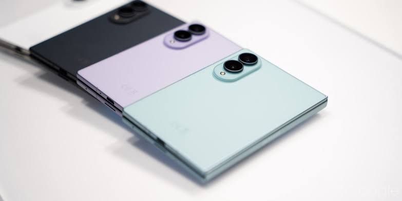 Close-up of the Samsung Galaxy Z Fold 8 in the limited Pistachio green colorway showing the rear camera module.