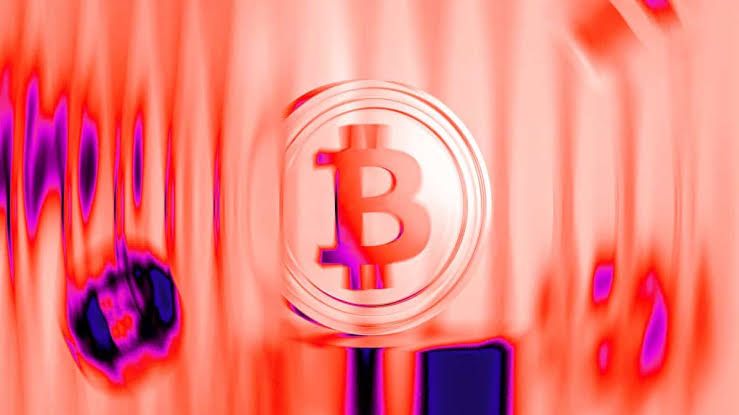 Digital illustration of a Bitcoin coin centered with glowing quantum computing circuit patterns in the background.