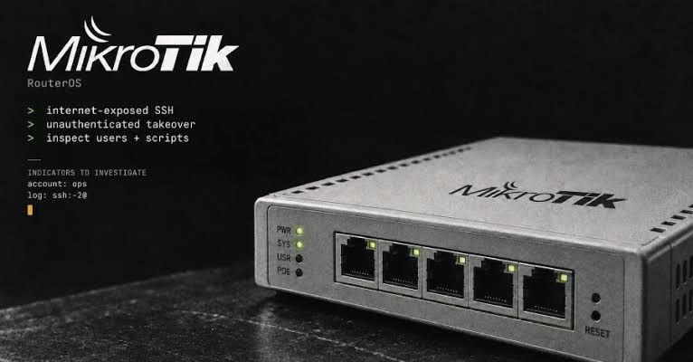 Close-up of a network router with illuminated connection lights in a server room.