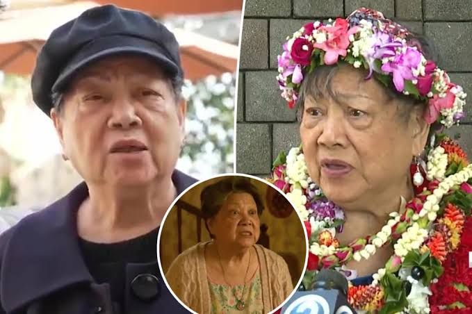 Mary Rivera wearing a lei and floral crown during an interview in 2022.