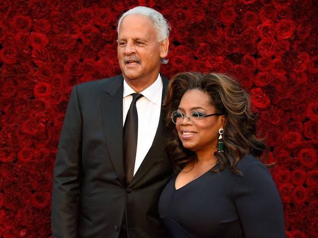 Oprah Winfrey and Stedman Graham pose together during an event celebrating the 15th anniversary of her talk show.