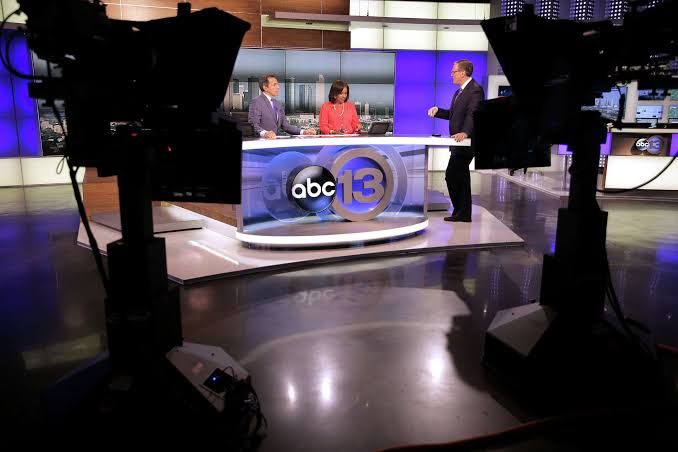 KTRK anchors Melanie Lawson and Art Rascon in the studio before their respective departures from the station.