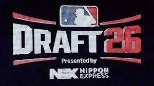 A graphic depicting the Major League Baseball logo alongside a stadium silhouette to represent the 2026 draft negotiations.