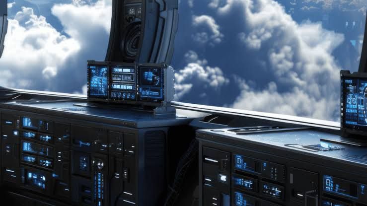 A stylized visualization of a satellite orbiting Earth equipped with high-performance server hardware.