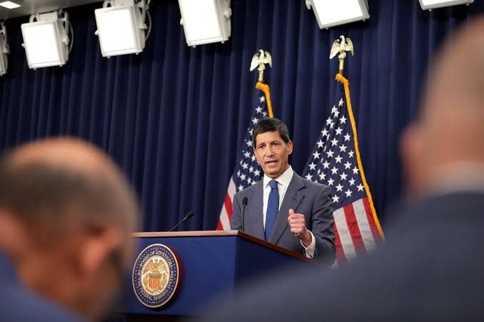 Federal Reserve Chairman Kevin Warsh speaks at a press conference regarding recent interest rate decisions and inflation.