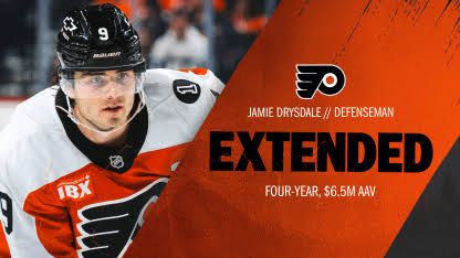 Philadelphia Flyers defenseman Jamie Drysdale during a regular season game.