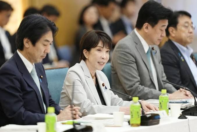 Prime Minister Sanae Takaichi speaking at a joint economic and fiscal policy meeting at her office in Tokyo.