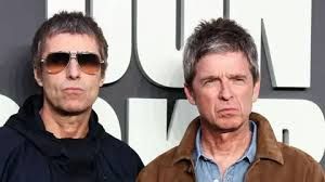 Noel and Liam Gallagher posing together on a red carpet during the premiere of their reunion documentary in London.