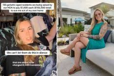 Bethany Michel stands in front of a suburban home in Florida while fighting an HOA lawsuit regarding her residency.