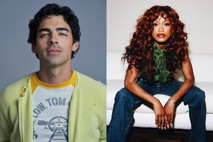 Joe Jonas and Keke Palmer in promotional graphics for the upcoming NBC competition series The Voice: Celebrity.
