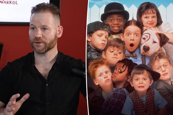 Blake Collins and Jordan Warkol, actors from The Little Rascals, sitting together to discuss their film career.
