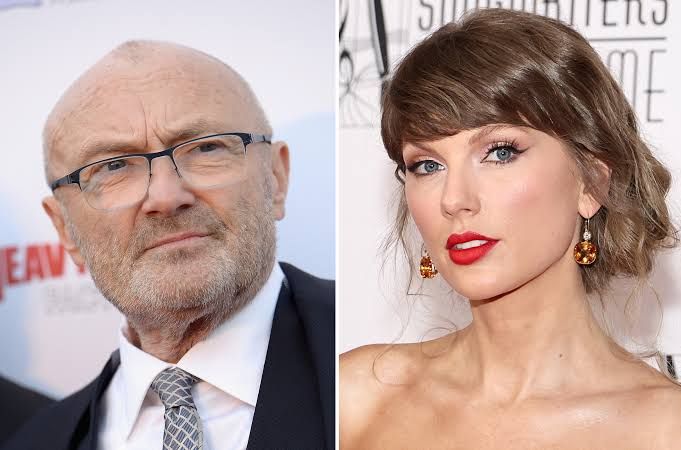 Phil Collins and Taylor Swift appearing at the 2010 Songwriters Hall of Fame induction ceremony.