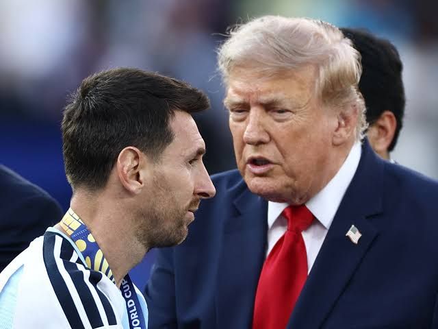 Spain's captain Rodri greets US President Donald Trump before lifting the World Cup trophy in 2026.