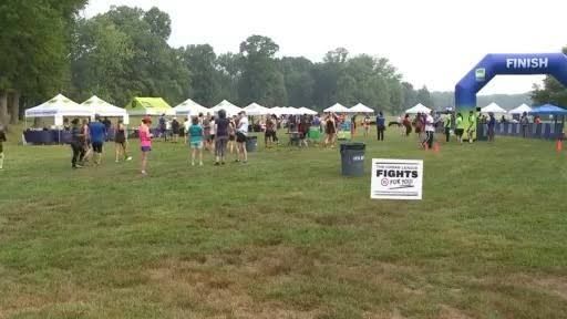 Runners at the start line of the fifth annual MOVE! 5K and Movement Festival at Keney Park in Hartford.