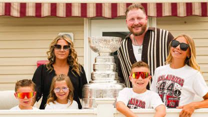 Nicolas Deslauriers poses with the Stanley Cup during a celebration in North Wildwood, New Jersey.