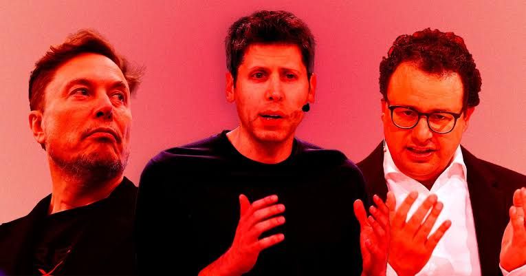 Collage showing Palantir CEO Alex Karp, Meta CEO Mark Zuckerberg, and Tesla CEO Elon Musk side by side in professional attire.