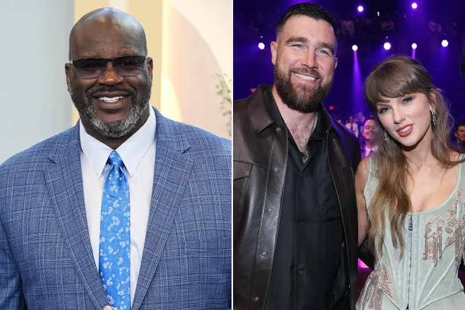 Shaquille O'Neal speaks at Fanatics Fest in New York City regarding the wedding of Taylor Swift and Travis Kelce.