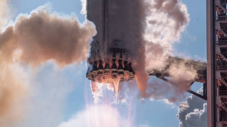 SpaceX Starship Flight 13 rocket stands on the launch pad at the Starbase facility in Texas.