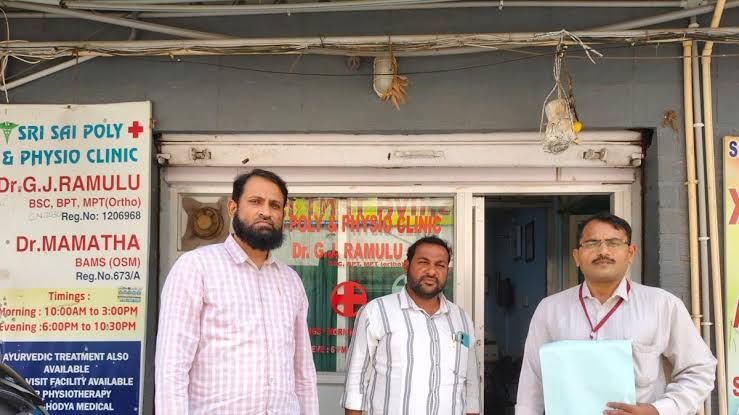 Telangana Medical Council members conducting an inspection in the Alwal area of Hyderabad.