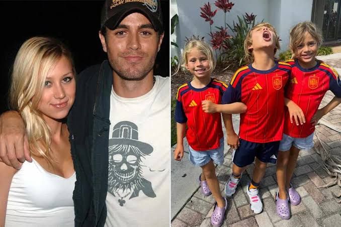 Lucy, Nicholas, and Mary wearing matching Spain soccer jerseys while celebrating a team victory.