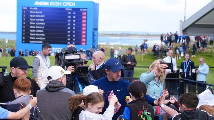 Rory McIlroy speaking at a press conference at the Amgen Irish Open regarding the upcoming visit of Donald Trump.