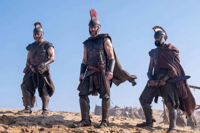 Matt Damon and Himesh Patel in a scene from the film The Odyssey, directed by Christopher Nolan.