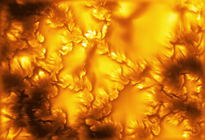 High-resolution solar surface image showing intricate plasma vortices and granule structures from the Inouye telescope.